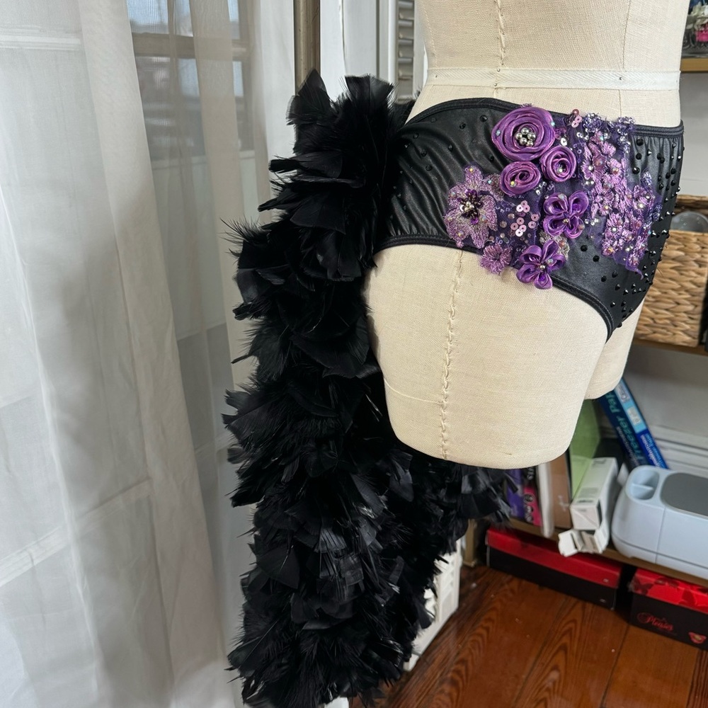 SOLD Showgirl Burlesque Costume lingerie with feather bustle - Picture 5 of 10